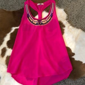 Pink flowy tank top